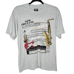 Vintage 80s New Orleans Sheet Music NOLA Jazz Rock Classical T-Shirt in Grey